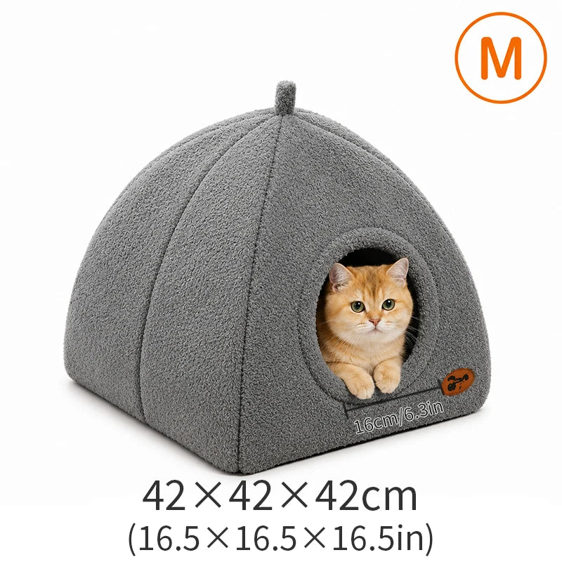 2-in-1 Cozy Cat Cave Bed – Warm & Washable Hideaway