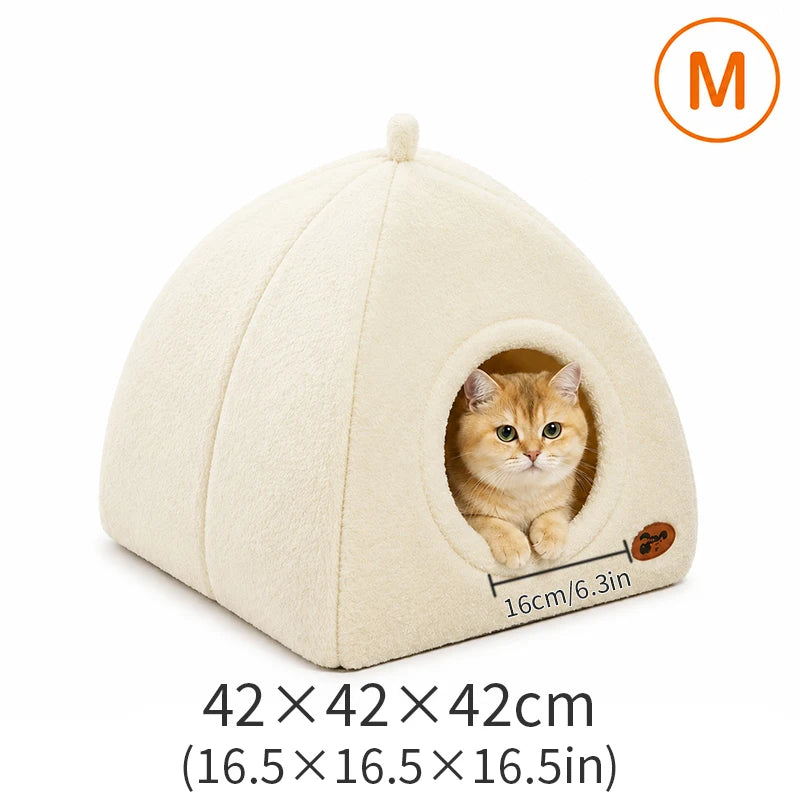 2-in-1 Cozy Cat Cave Bed – Warm & Washable Hideaway