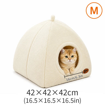 2-in-1 Cozy Cat Cave Bed – Warm & Washable Hideaway