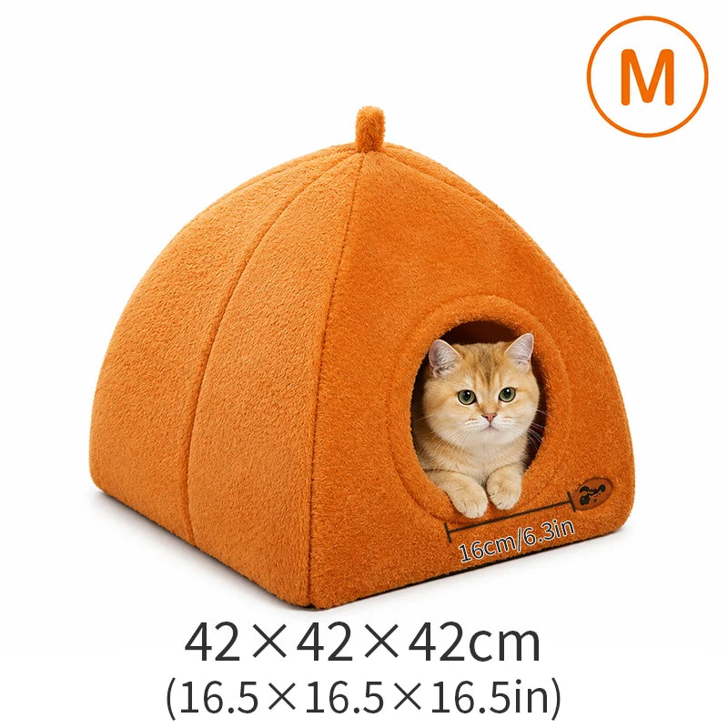 2-in-1 Cozy Cat Cave Bed – Warm & Washable Hideaway