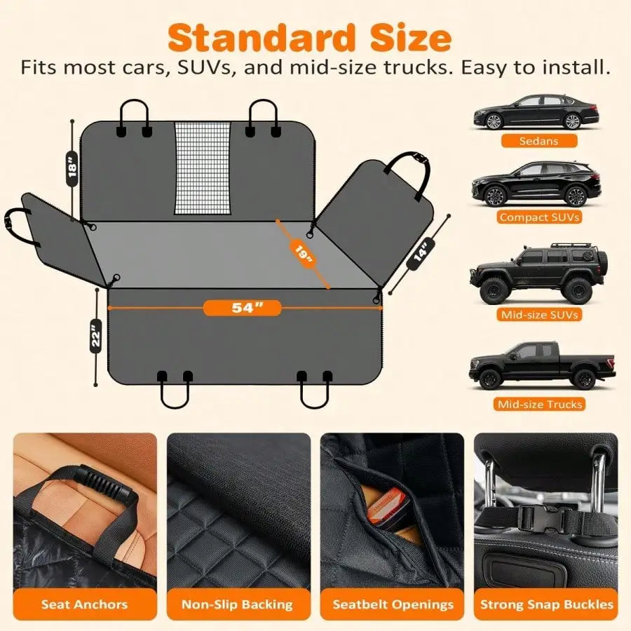 Heavy-Duty Waterproof Dog Car Hammock